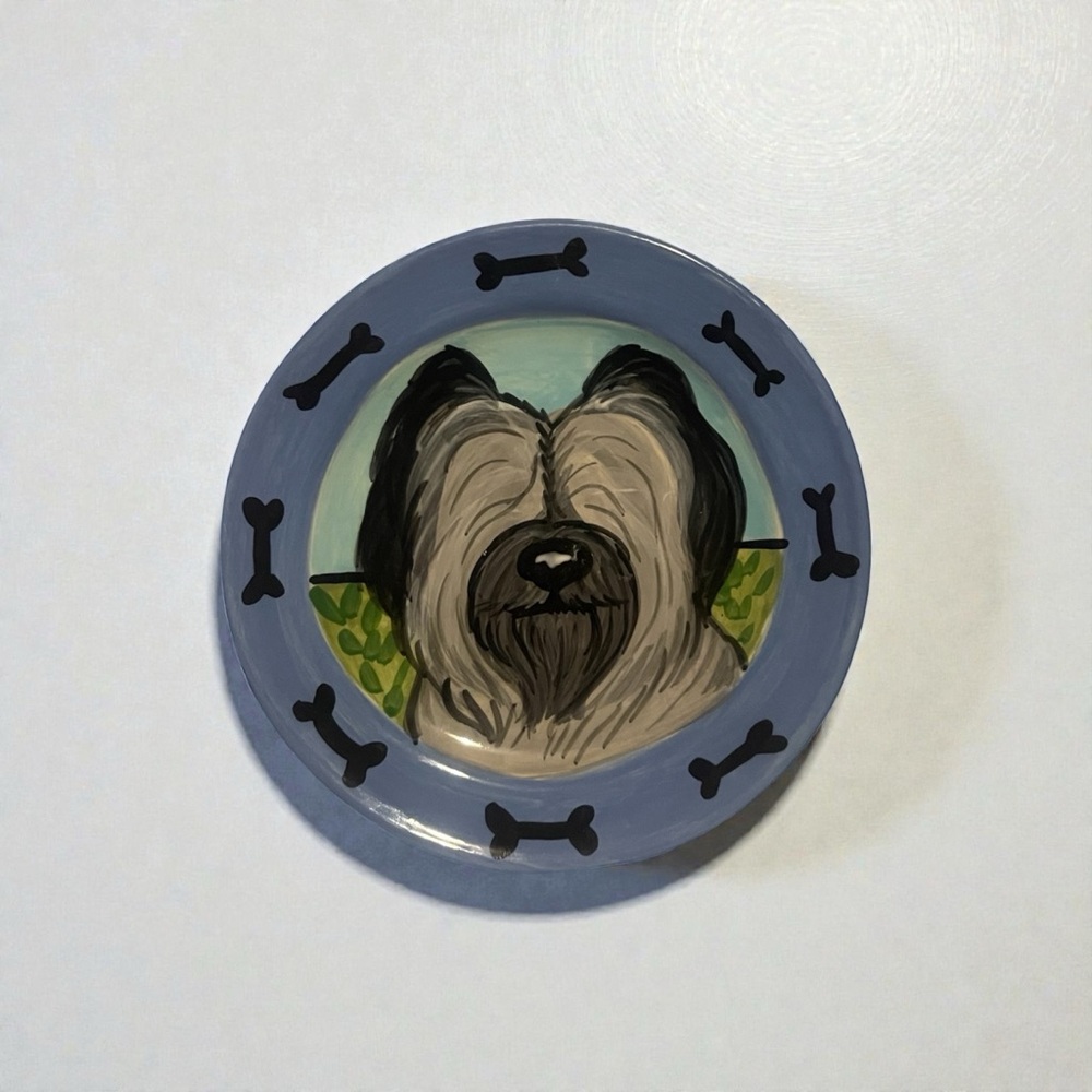 Hand Painted Dog Design Plate